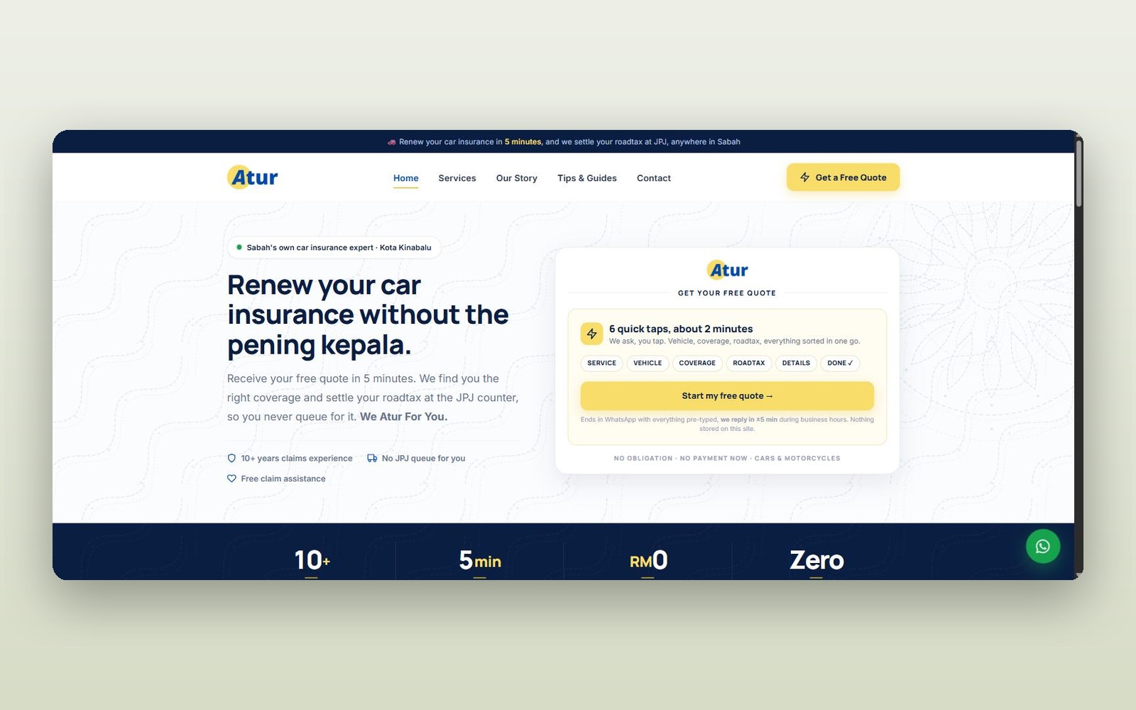 Insurance landing page