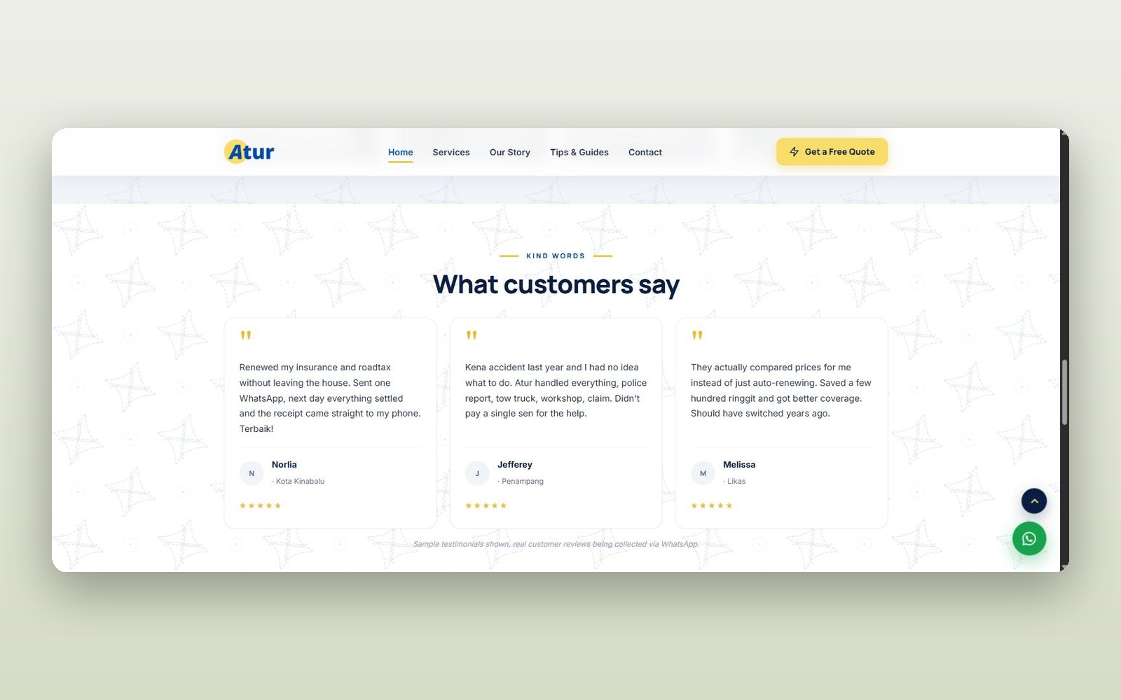 Kind words section