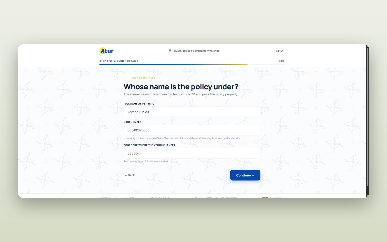 Quote funnel step five