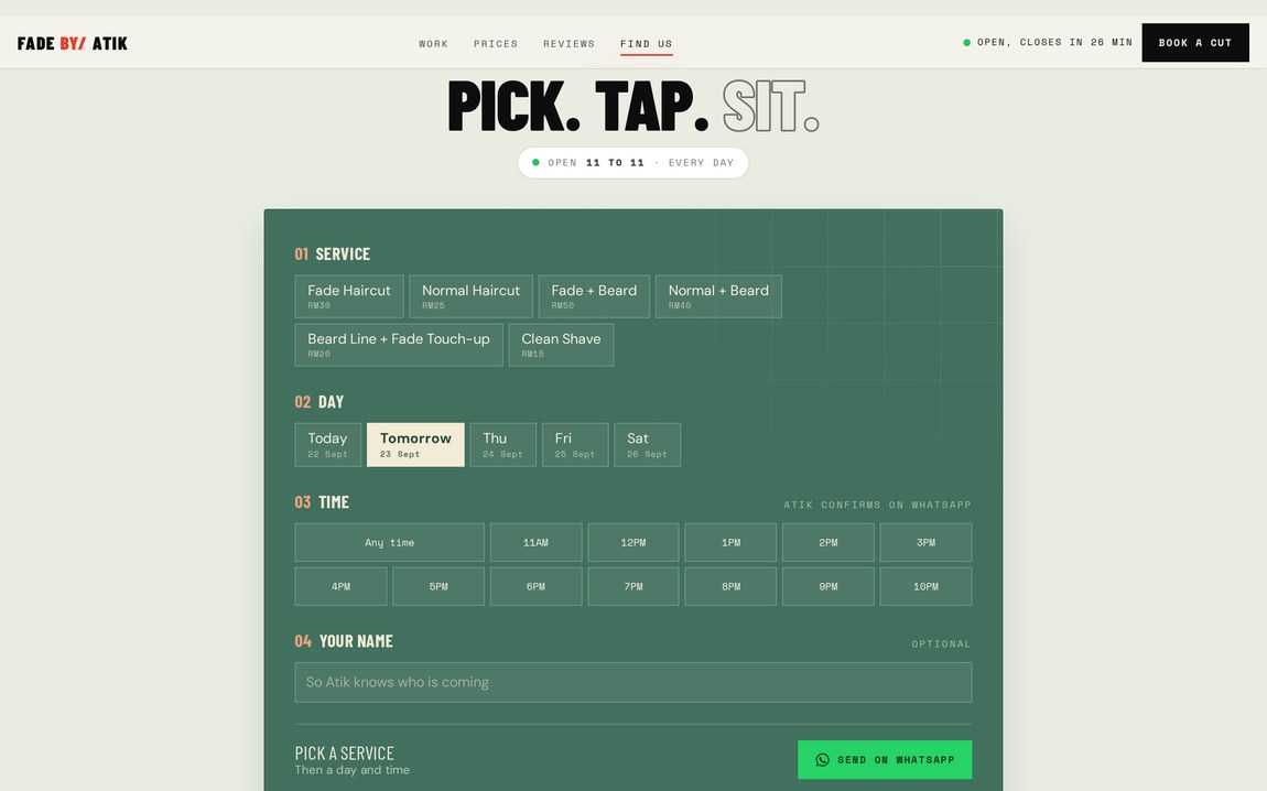 Four-step booking builder